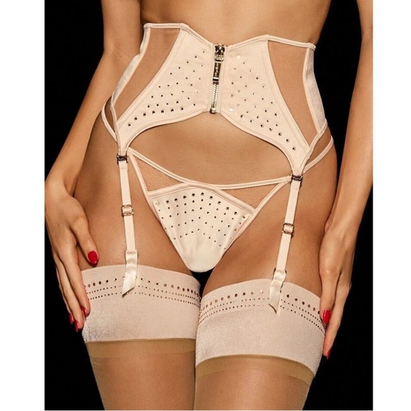 Honey Birdette crystal champagne suspender garter belt - www.joarbit.com